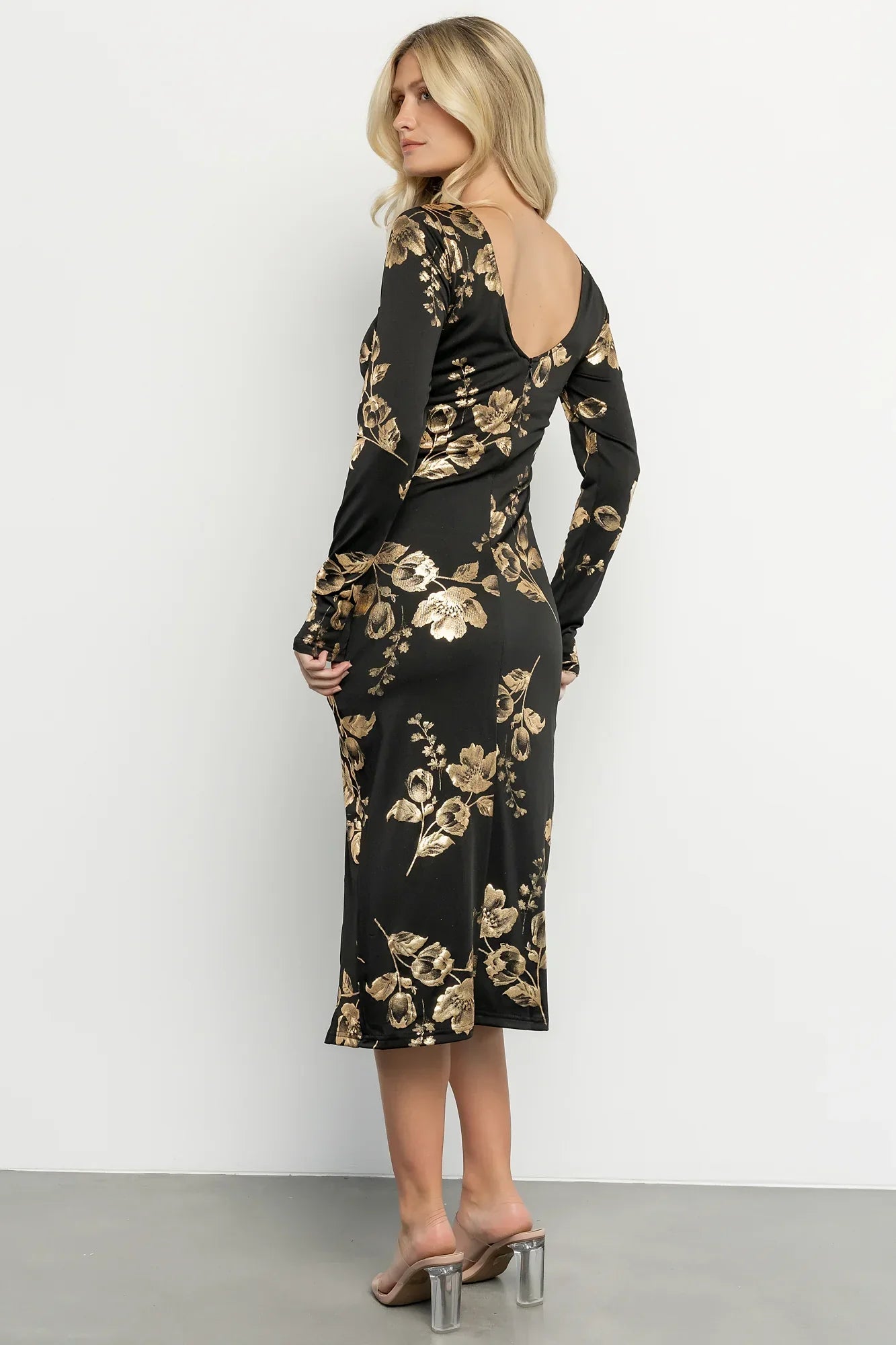 Valeria Midi Dress | Black + Gold