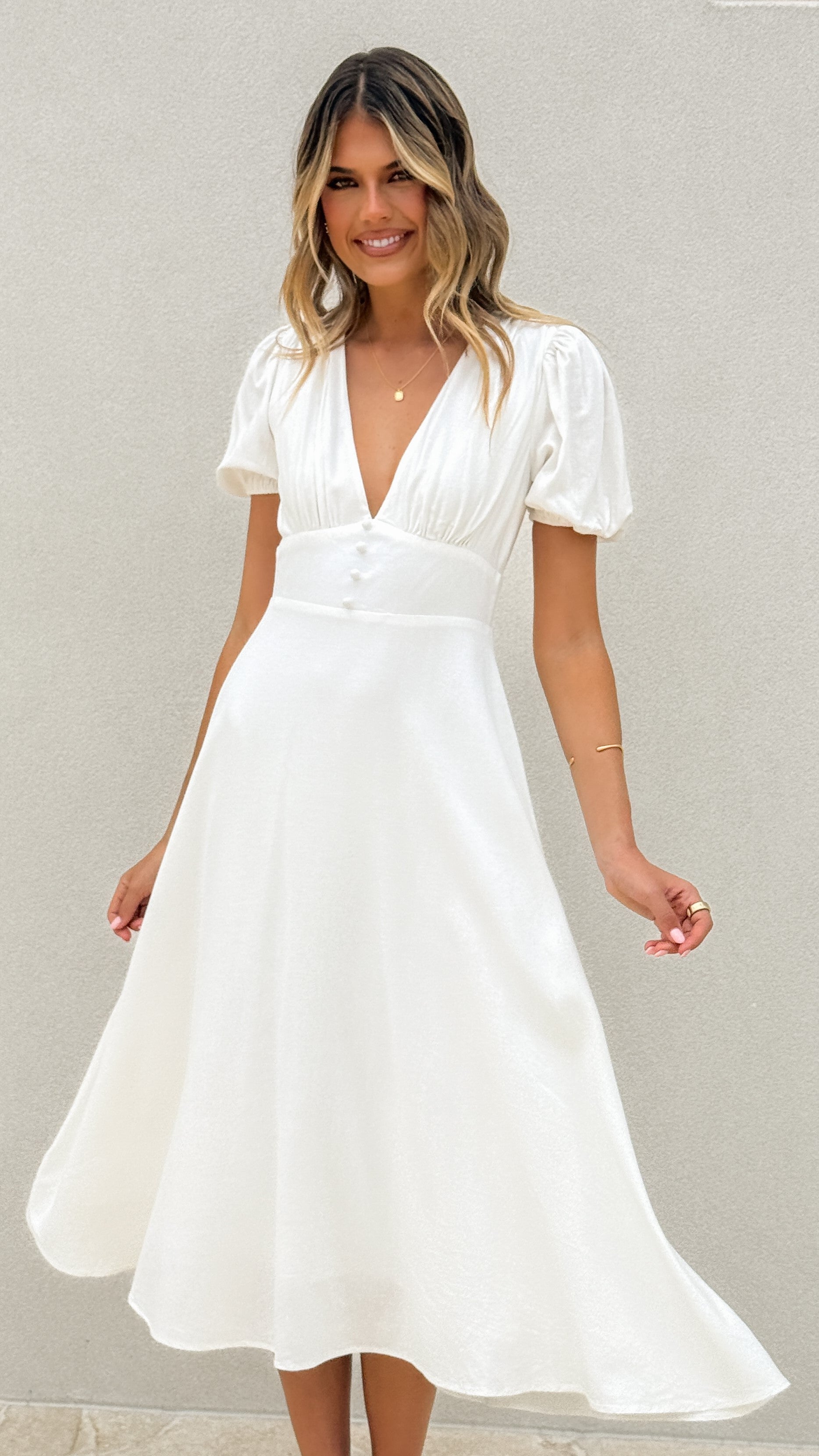 Melea Midi Dress - White