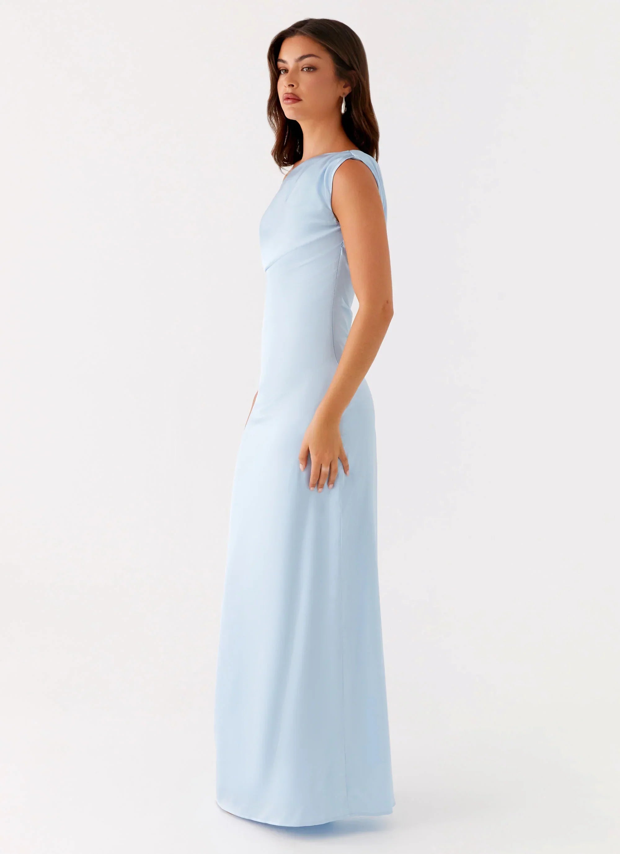 Heart Of Glass Satin Maxi Dress - Blue